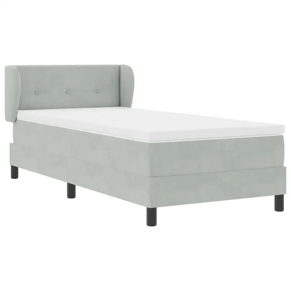 Letto a molle con testiera Grigio chiaro 80 x 200 cm Velluto 3340358