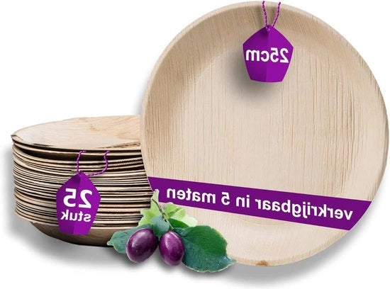 Piatti compostabili di alta qualità da 25x - Servizio da tavola biodegradabile - Piatti ecologici - simili a piatti di bambù.