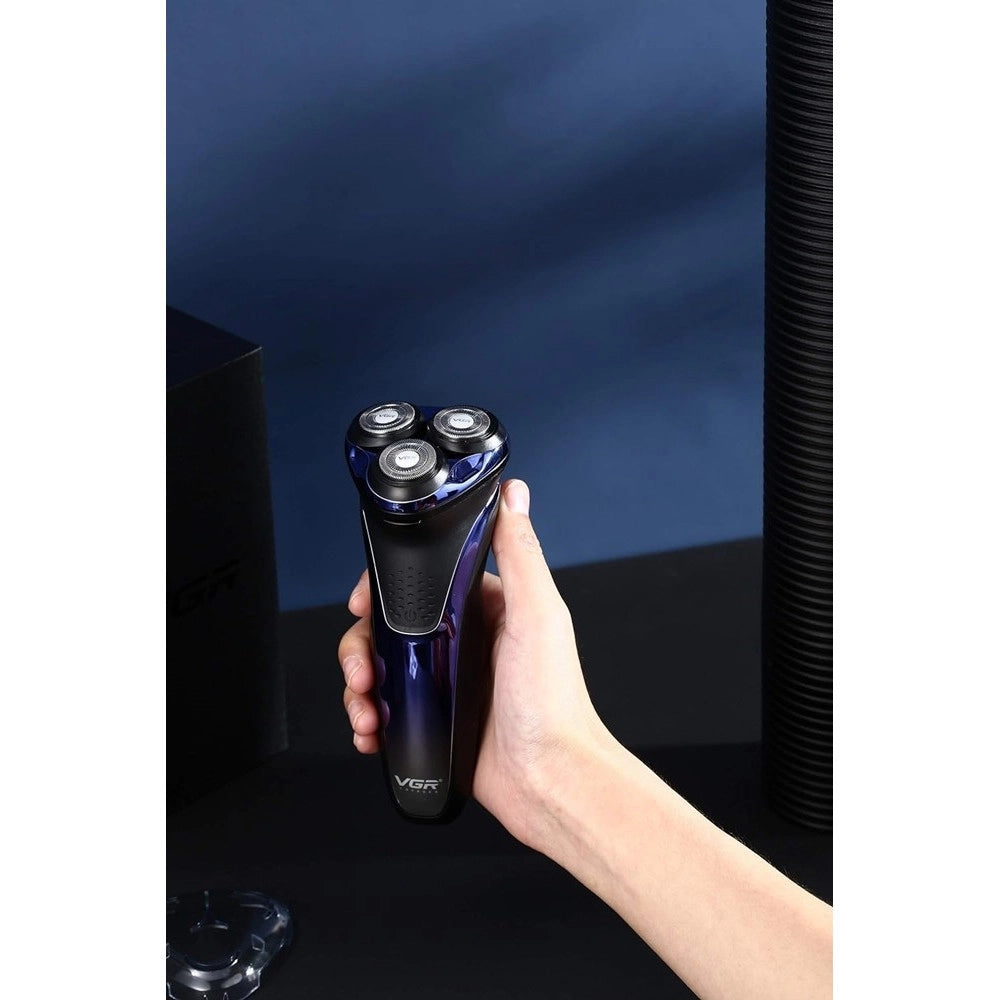 Trade Shop - Rasoio Elettrico Uomo A 3 Teste Usb Display Lcd Batteria Ricaricabile Ipx7 V-306 -