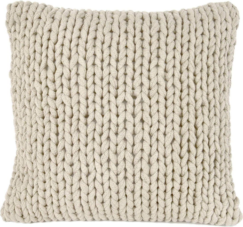 Nielsen HOME MARLIN Federa per Cuscino 50x50 cm in 100% Cotone con Maglia Grossa a Trecce Colore Bianco Panna