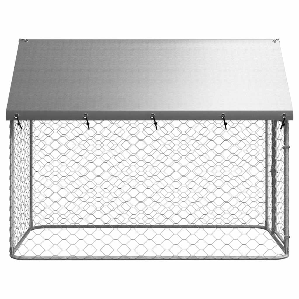 Cuccia/gabbia/recinto per animali domestici da esterno con tetto 200 x 100 x 150 cm argento 02_0041906