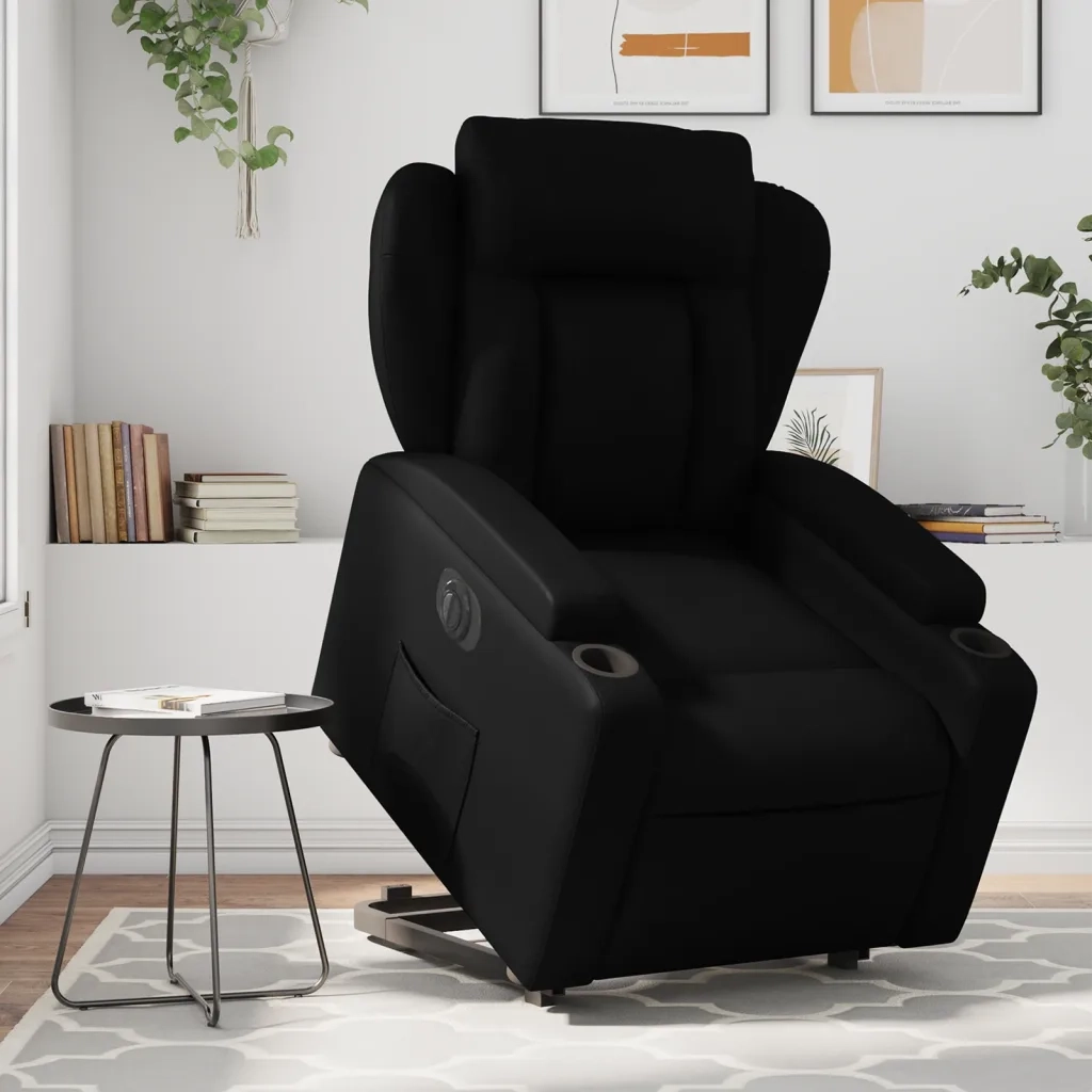 Poltrona Alzapersona Reclinabile Elettrica Nera in Similpelle 3204558