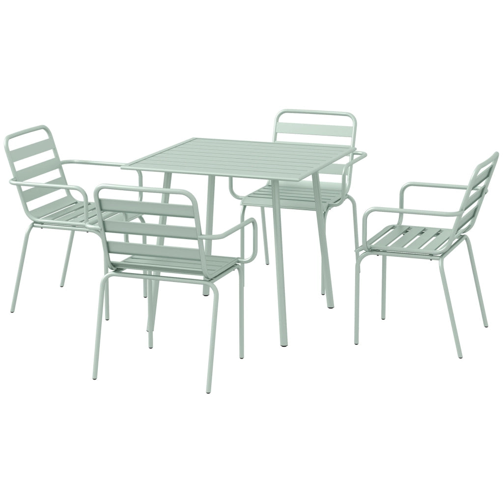 Set tavolo e sedie da giardino 5 pezzi ¨C zephmum ¨C verde chiaro, acciaio