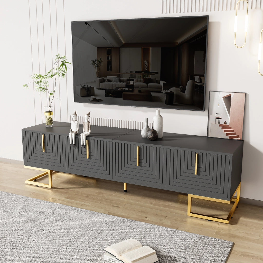 Mobile TV con 4 Ante e Ripiani Integrati; Cerniere Ammortizzate; Piedini Regolabili; 170??40??45;5 cm; in Pannello Truciolare; Grigio