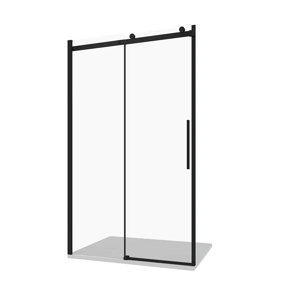Porta doccia 150cm apertura scorrevole profili nero opaco vetro 8mm trasparente h195 | Creta