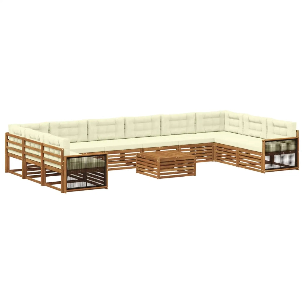 Set divani con cuscino 11 pcs Legno di Acacia Massello