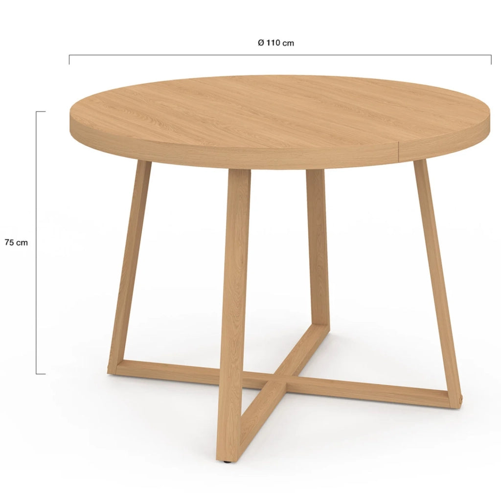 IDMarket - Tavolo da pranzo rotondo SELMA per 4-6 persone effetto faggio 110 cm