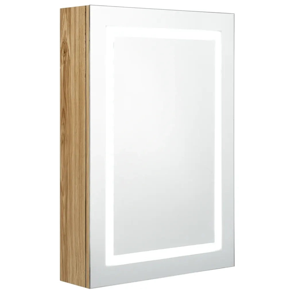 Armadietto Bagno | Armadio da bagno con Specchio e LED Rovere 50x13x70 cm