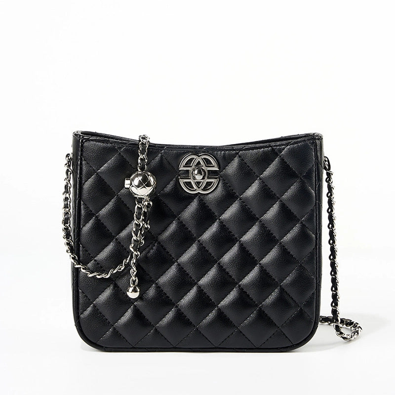 Borsa a tracolla da donna in vera pelle, grande capacit¨¤, colore nero.