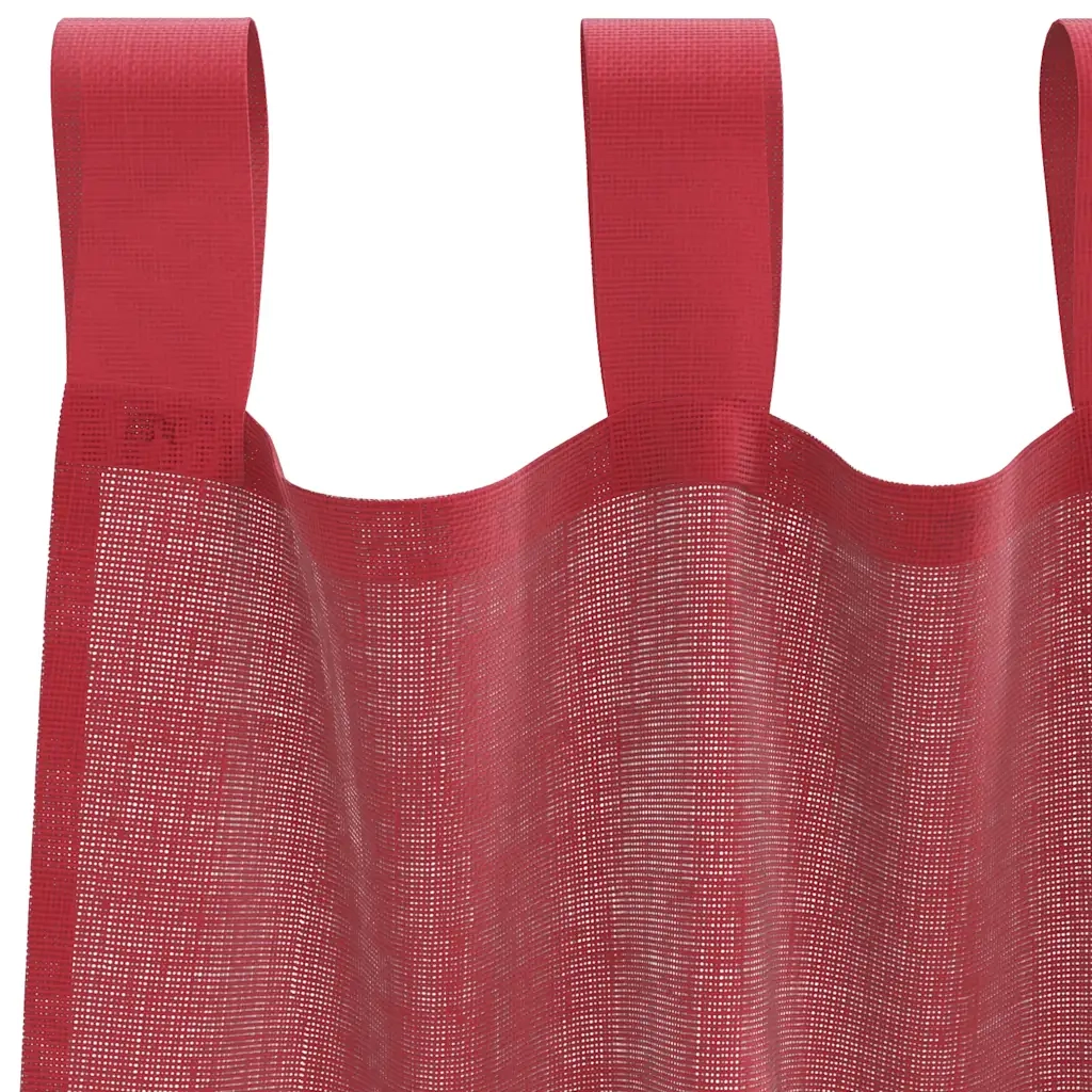 Tende in Voile con Passanti 2 pz Rosso Vino 140x140 cm 4102336