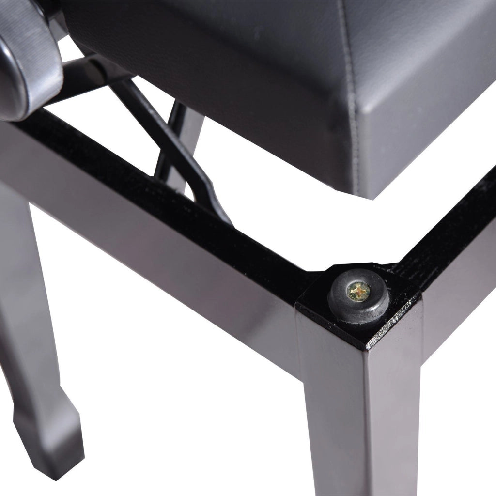EasyComfort Sgabello per Pianoforte Trapuntato con Vano Contenitore, in Legno e Pelle PU, 54.5x33x48-58 cm, Nero