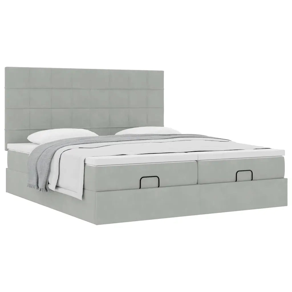 Struttura Letto Pouf con Materassi 160x200 cm in Velluto 3313766