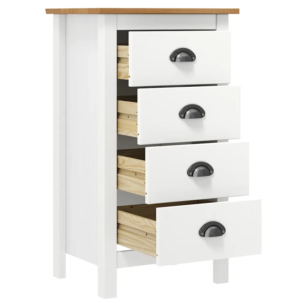 Credenza-Buffet-Armadio da cucina Hill Bianca 46x35x80 cm in Legno Massello di Pino 545691