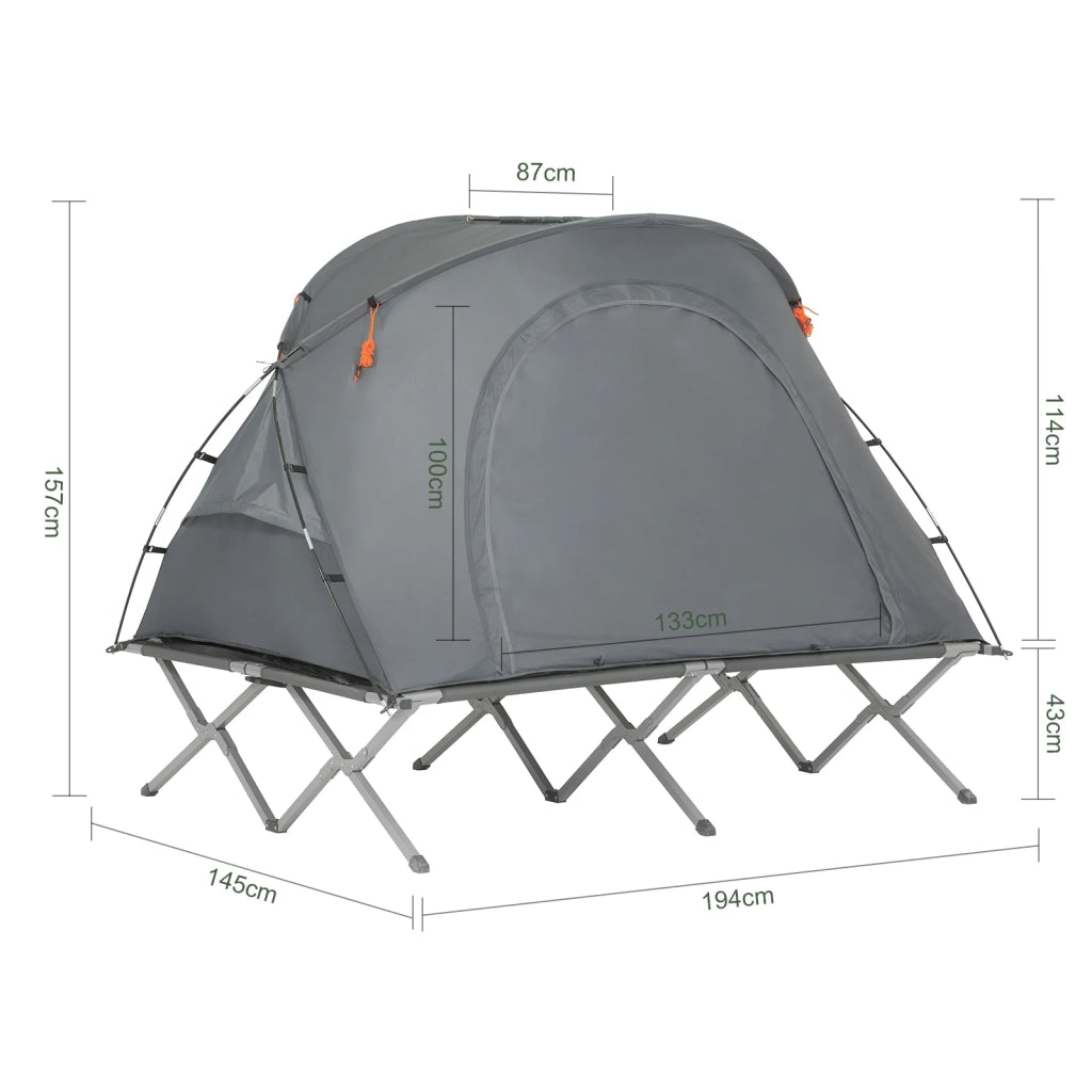 Tenda da Campeggio, Lettino da Campeggio Pieghevole in Alluminio, Viaggio in Campeggio con Tetto, Sacco a Pelo, Carico Massimo 300 kg OGS60-L-HG
