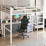 Letto mezzanino 140x200cm - Xylo - bianco, scrivania USB-C, LED, EN747