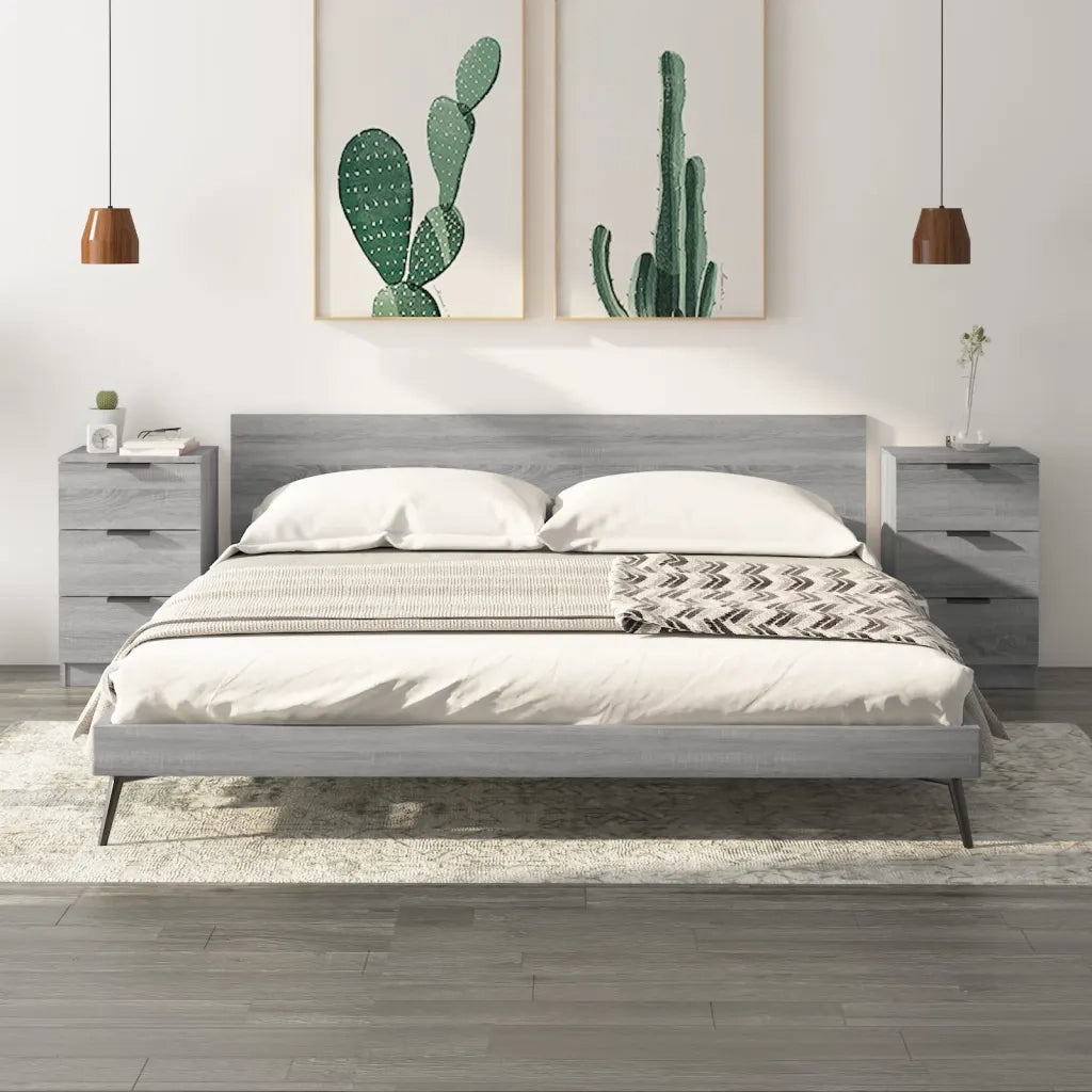 Set di 2 Comodini | Armadio da Notte | Mobiletto da notte Grigio Sonoma 40x36x65 cm