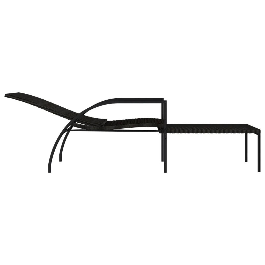 Lettino Prendisole con Poggiapiedi in Rattan PE Marrone cod mxl 23234
