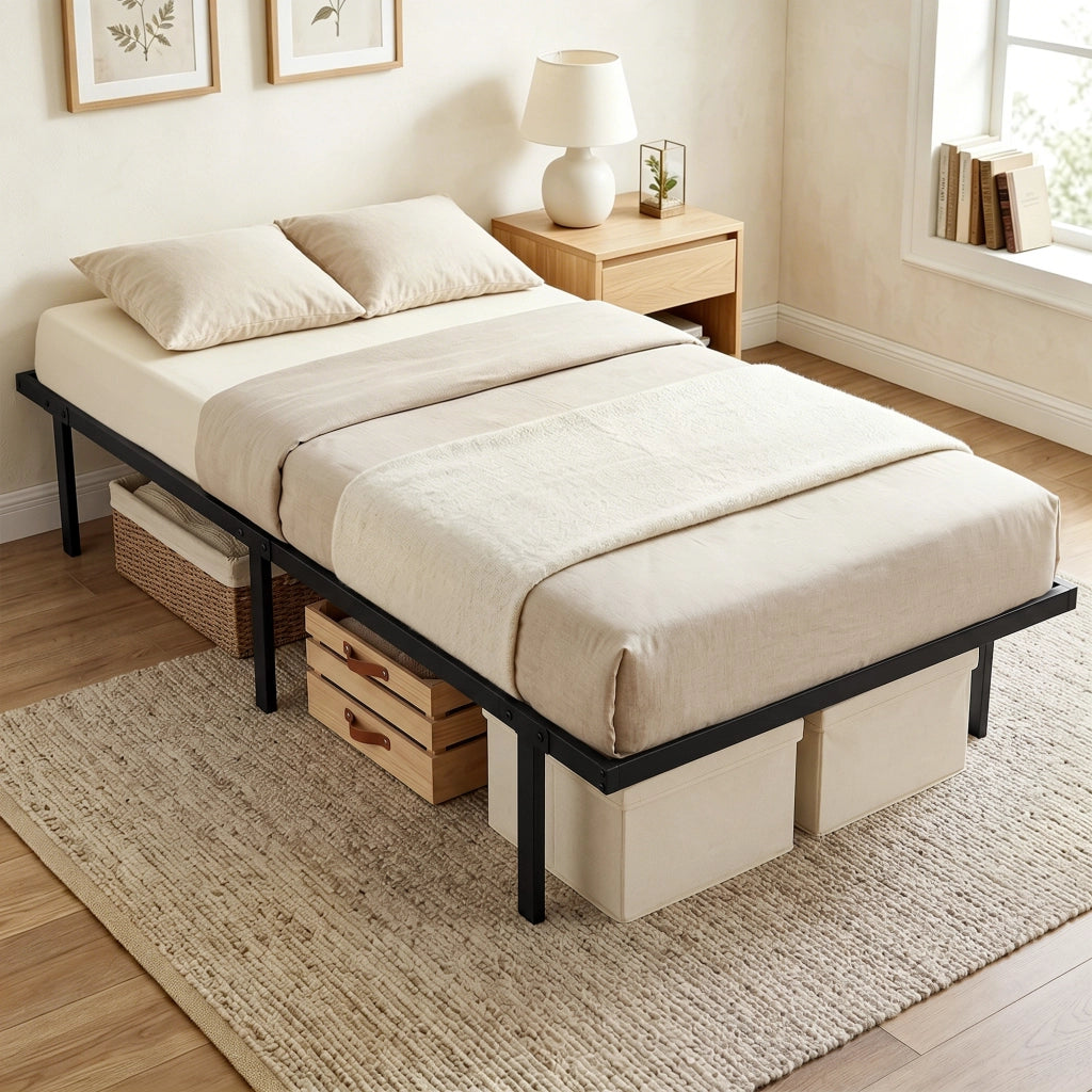 Letto Singolo Contenitore in Metallo ¨C Minimal ¨C Nero 90x200