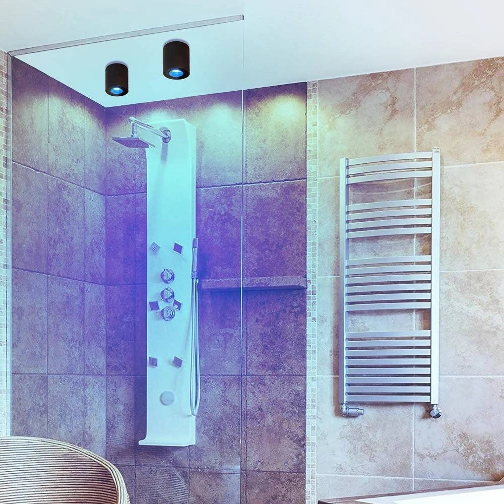 Trade Shop - Faretto Lampada Soffitto Bagno Vasca Box Doccia Portalampada Gu10 Impermeabile Ip65 - Nero