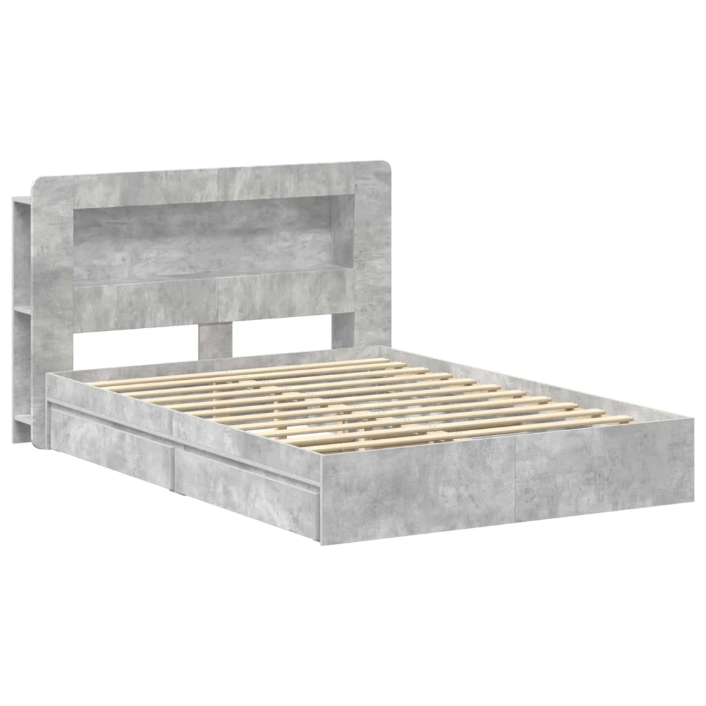 Telaio del letto con storage Grigio Cemento 135 x 190 cm