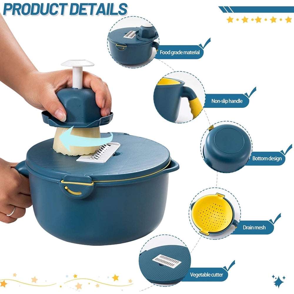 Trade Shop - Affettaverdure Multifunzione Mandolino Affettatrice Con Contenitore Scolapiatti -