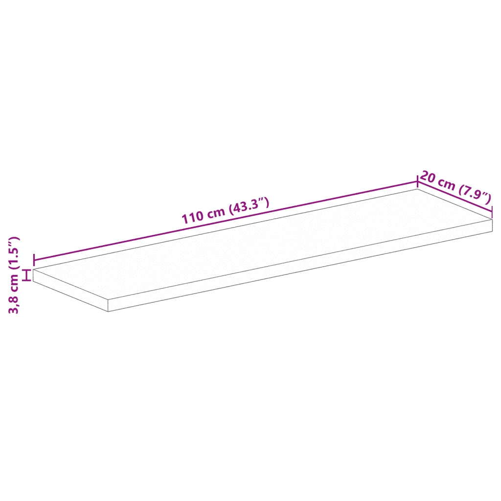 Piano per Tavolo 110x20x3,8cm Rettangolare Legno Massello Mango 371622