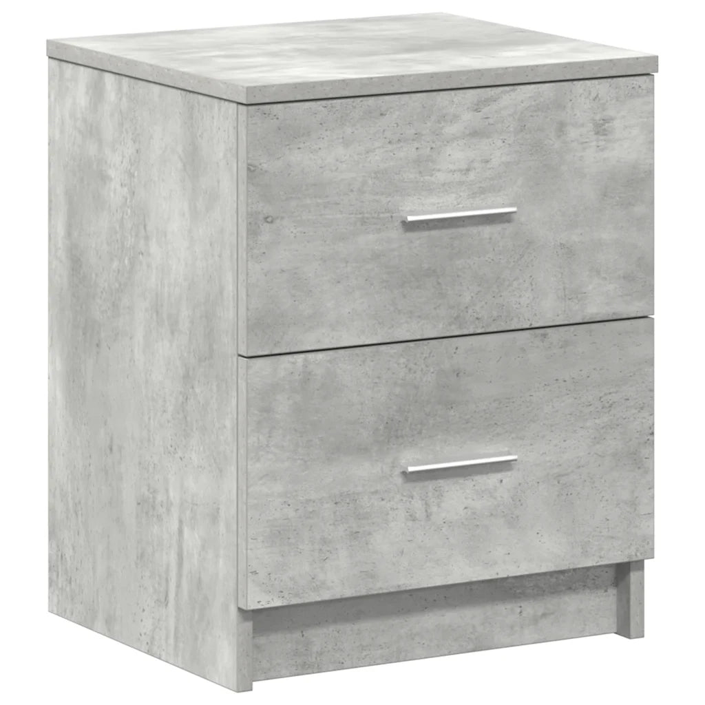 Comodini 2 pz con 2 Cassetti Grigio Cemento 40x36x50 cm