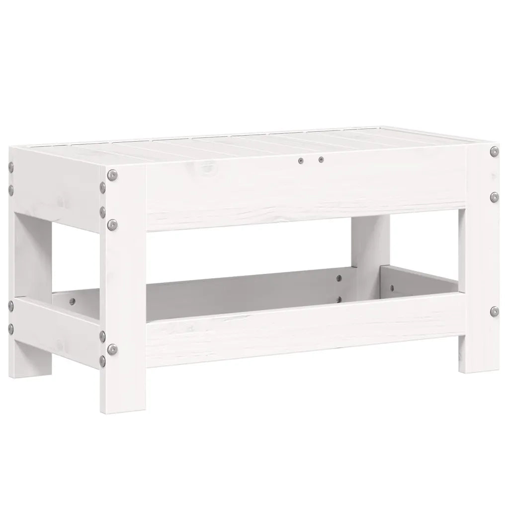 Sedia da giardino-Poggiapiedi da Giardino Bianco 62x30x32 cm Legno Massello Pino