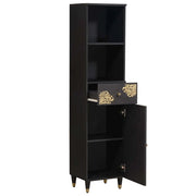 Mobile da Bagno | Armadio da bagno Nero 38 x 33 x 160 cm Legno di mango massello