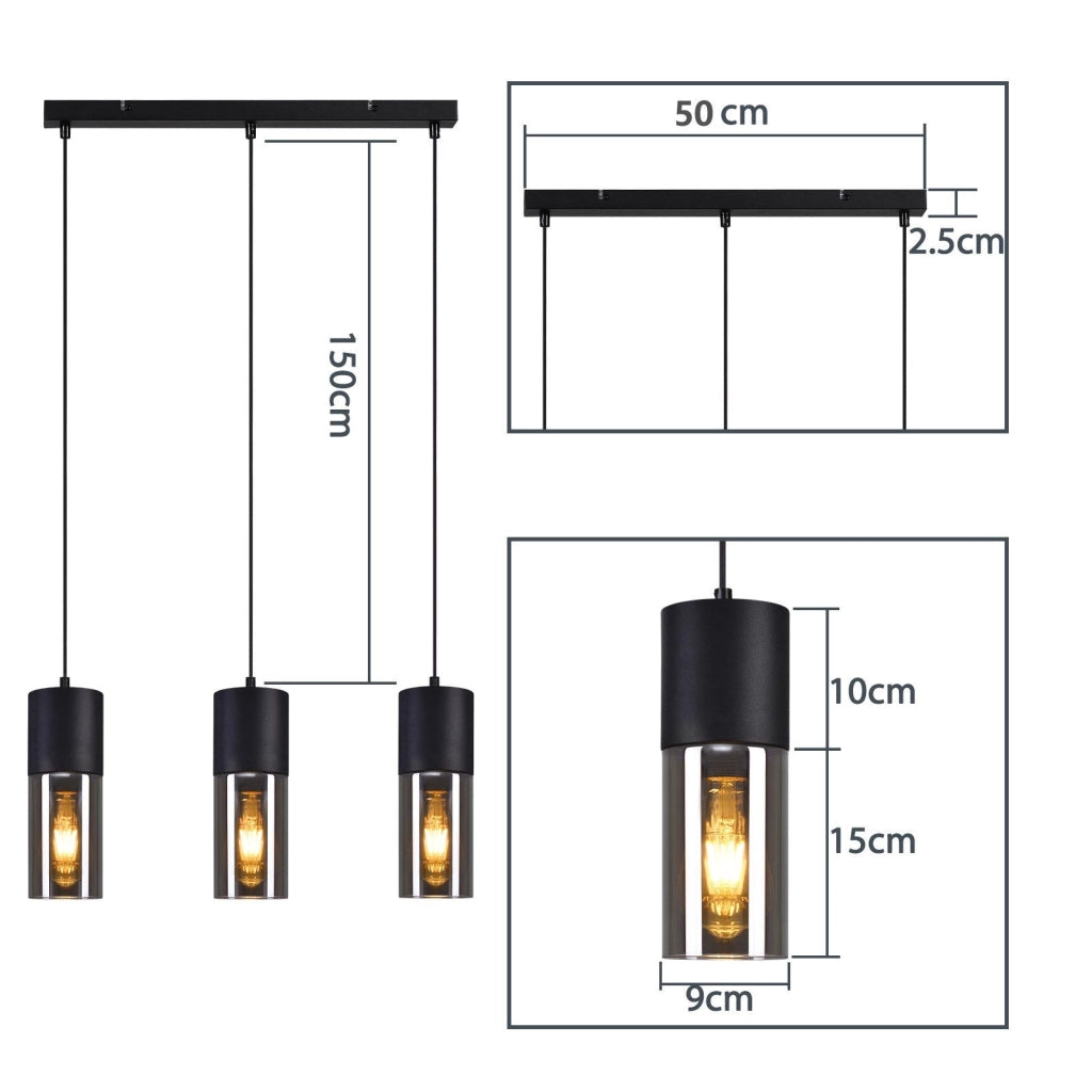 Lampada a sospensione ZMH per tavolo da pranzo E27 - moderna lampada a sospensione a LED orientabile a 3 luci