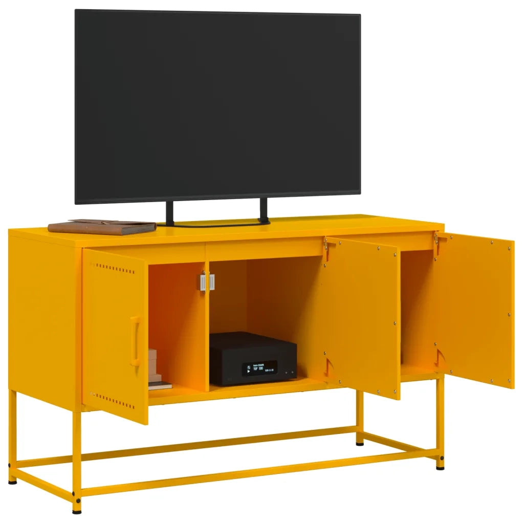 Mobile TV-Credenza TV-Console TV Giallo Senape 100,5x39x60,5 cm in Acciaio 189672