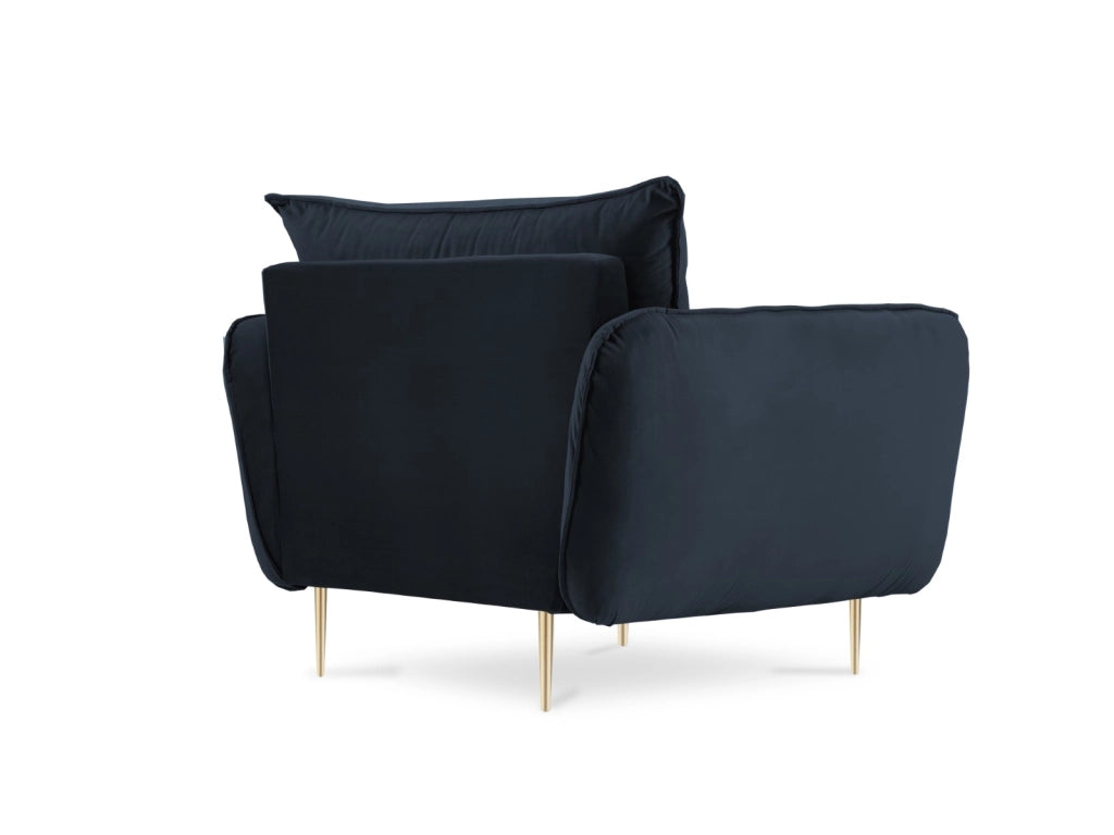 Cosmopolitan Design - Poltrona "Vienna" in velluto blu scuro 