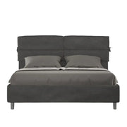 Letto matrimoniale con rete imbottito 160x200 microfibra grigio Nandy