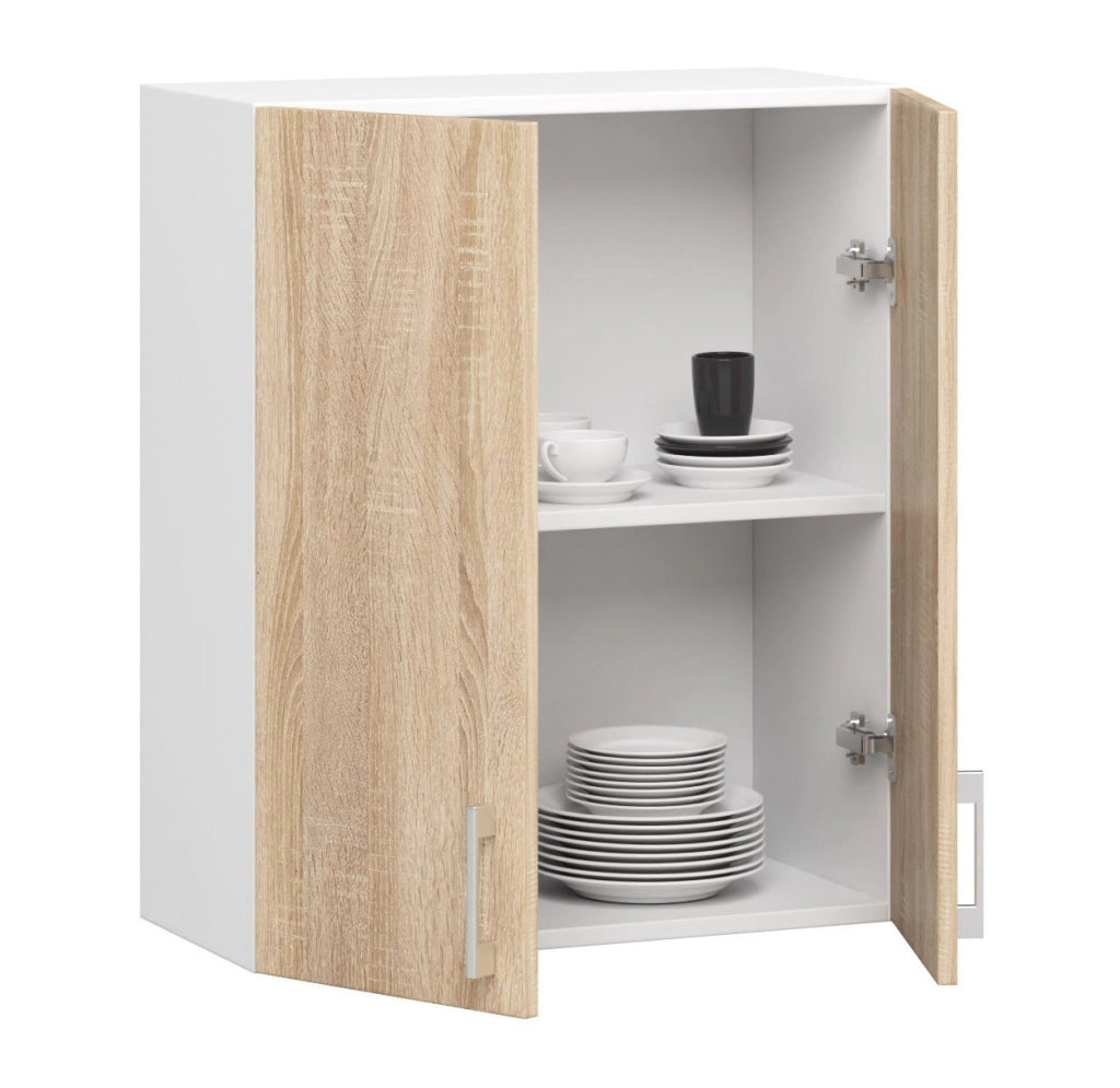 Mobile da cucina pensile sistema AKORD LIMA Bianco 60 cm 2 ante inserto frontale Sonoma Quercia 60x30,5x72 cm