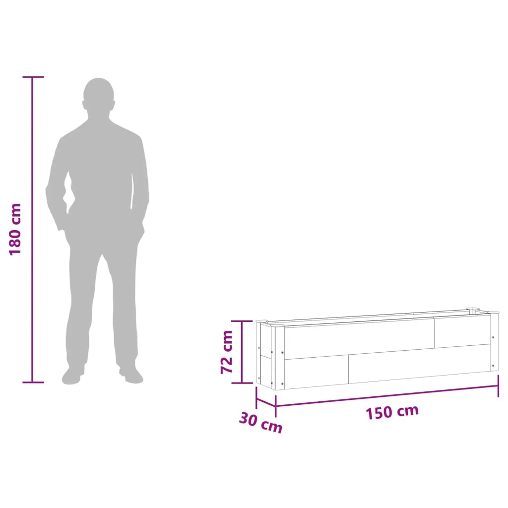 Fioriere | Cassetta per fiori | Letto rialzato da giardino Marrone 150 x 30 x 36 cm