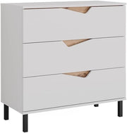 Cassettiera per camera da letto Marelle, Bianco/Artisan, 80 x 81.2 cm con 3 cassetti, adatto per riporre abbigliamento e accessori