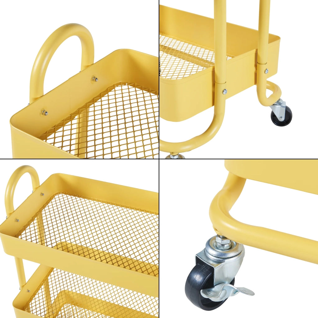 Carrello di servizio mobile contenitore per cucina/soggiorno con 4 cestelli acciaio 104 x 46 x 35 cm giallo 03_0009236