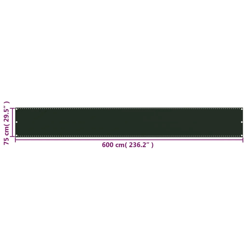 Schermo Frangivista per Balcone-Pannello per privacy Verde Scuro 75x600 cm in HDPE