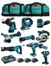 MAKITA Kit MK902 (DHP481 + DHR243 + DGA504 + DTD152 + DJV182 + DSS610 + DJR186 + DBO180 + DTM51 + 3x5,0 Ah + DC18RD + 2xLXT600)
