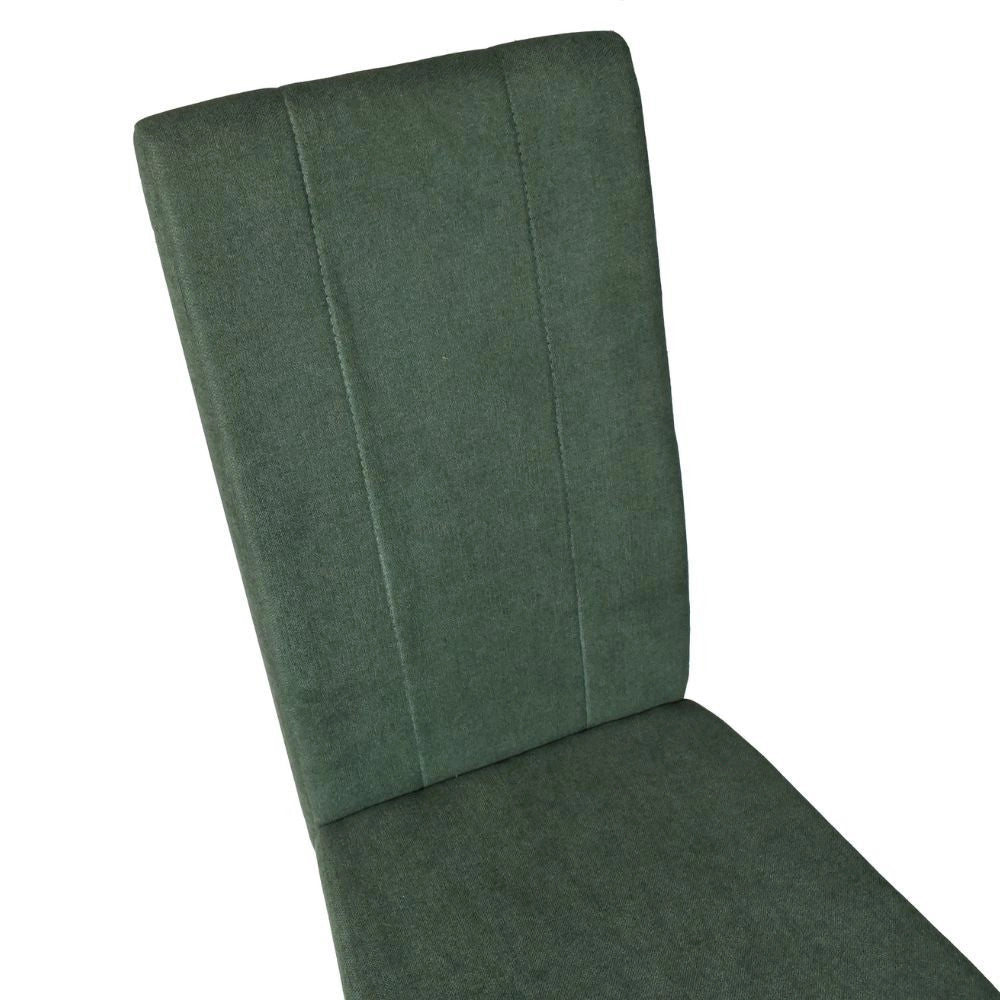 Set 2 Sedie imbottita struttura in legno rovere e tessuto verde con cuciture verticali Tom