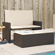 Panca da Giardino con Cuscini e Poggiapiedi-Sgabello-Panca da esterno Marrone Polyrattan