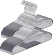 Kleerhangers in plastica, 50 pezzi con apertura a U, antislip, per abbigliamento asciutto e umido, con chiodo a muro e gancio rotativo 360°, grigio + argento