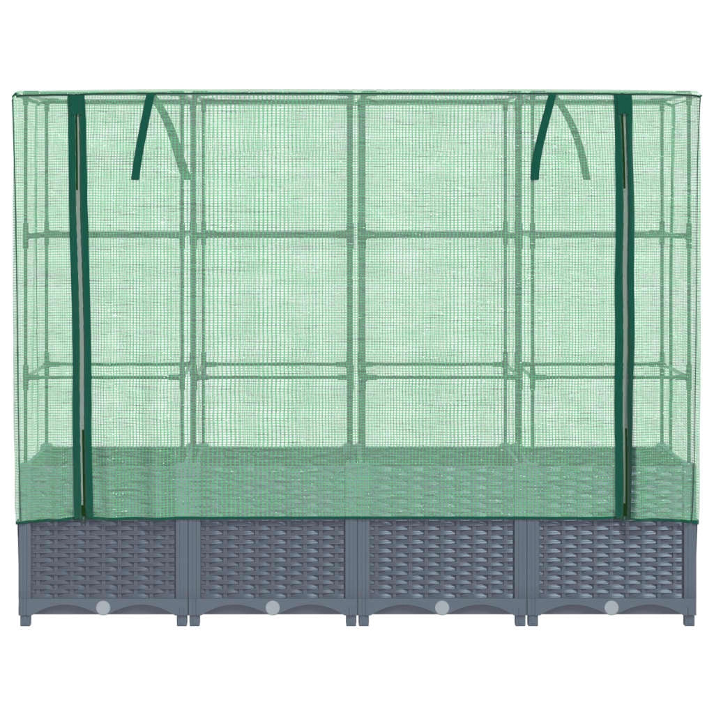 Aiuola rialzata/fioriera con copertura effetto rattan 160 x 40 x 138 cm blu/grigio 02_0038753
