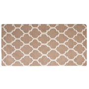 Tappeto Beige Lana 80 x 150 cm Traliccio Motivo Quadrifoglio Trapuntato a Mano Orientale Marocchino Trifoglio