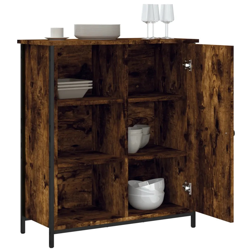 Credenza Rovere Fumo 70x30x80 cm in Legno Multistrato 835496