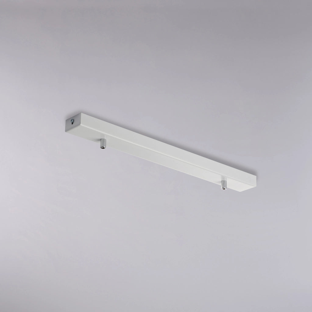 Binario Rettangolare Multicavo 2 Luci In Ferro Laccato Bianco 50 Cm
