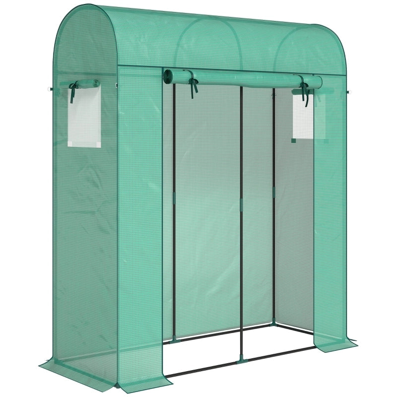 Serra per pomodori, serra a tunnel in polietilene con porta avvolgibile, finestra a rete, tetto ad arco, 170 x 68 x 200 cm, verde