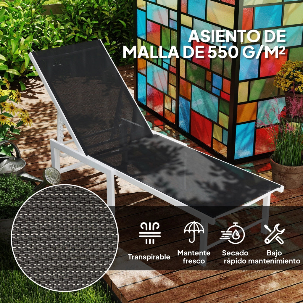 Poltrona Reclinabile da Giardino con Ruote e Schienale Regolabile ¨C Zephmum ¨C Grigio 166x60x84 cm