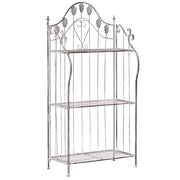 Scaffale per piante in metallo grigio 4 ripiani da giardino autoportante per esterni da esterno per interni da bagno