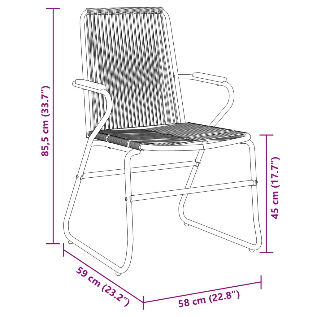 Set da Pranzo da Giardino 5 Pezzi Nero Rattan in PVC